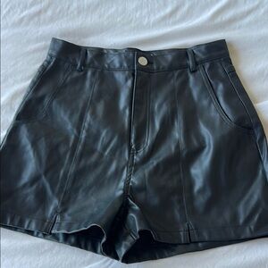 Black Leather Women's Shorts